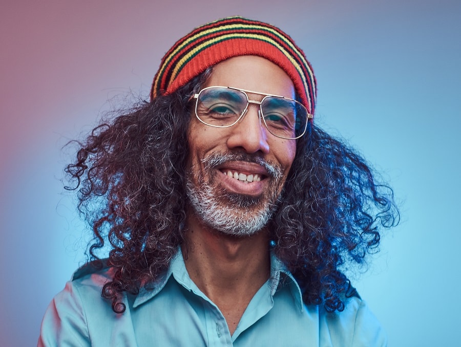 hippie hairstyle for older men