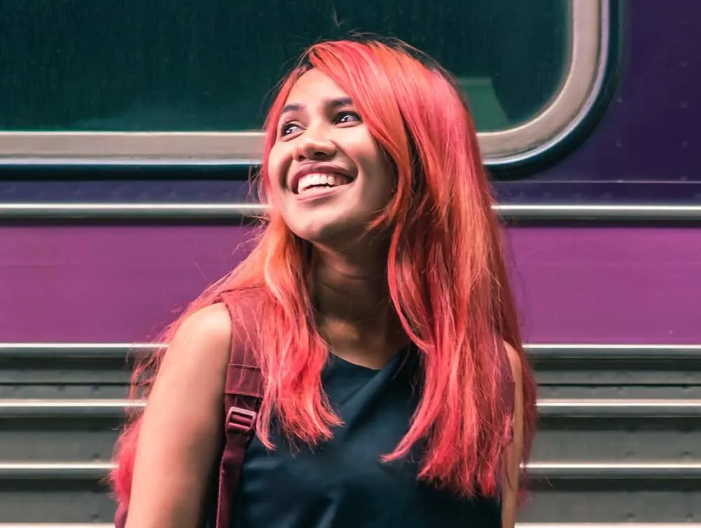 hispanic girl's pink hair color