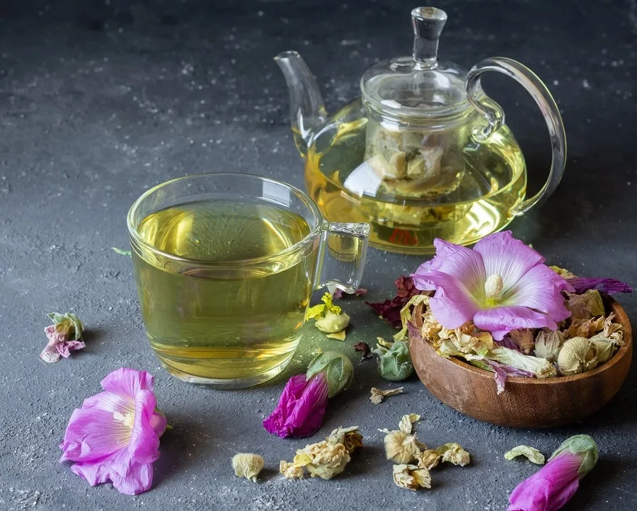 hollyhock tea to brighten gray hair