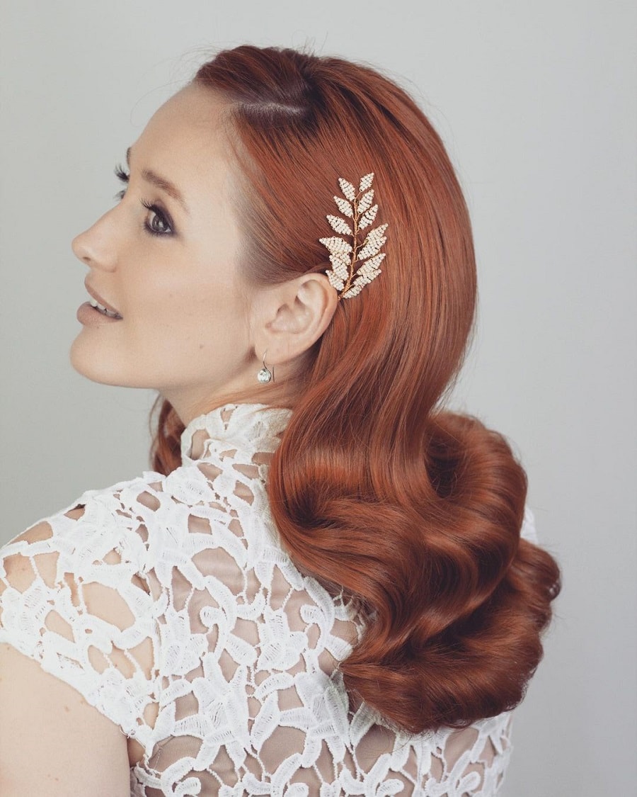 hollywood waves for red headed brides