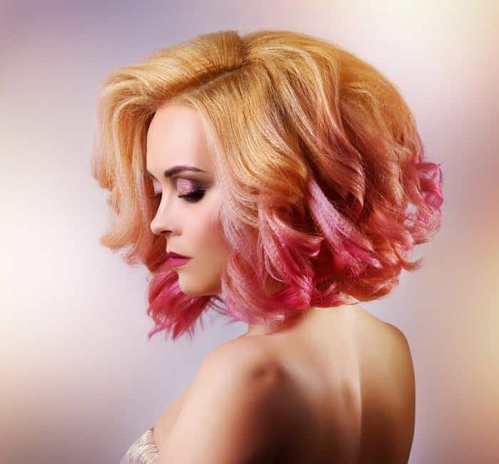 short blode and pink hair color women