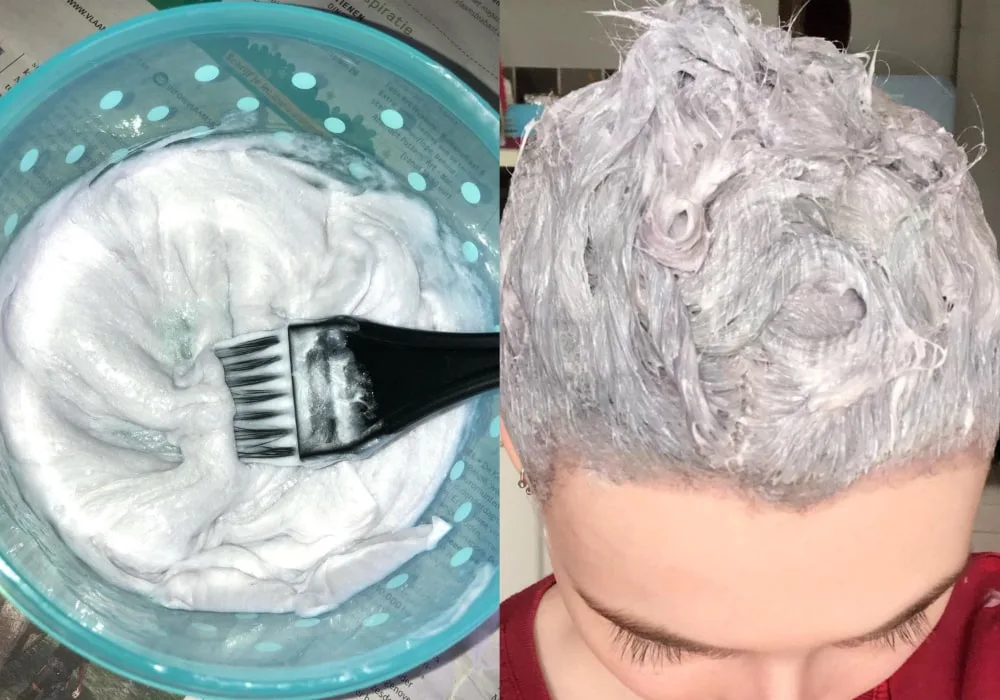 how to dye brown hair silver - applying silver dye