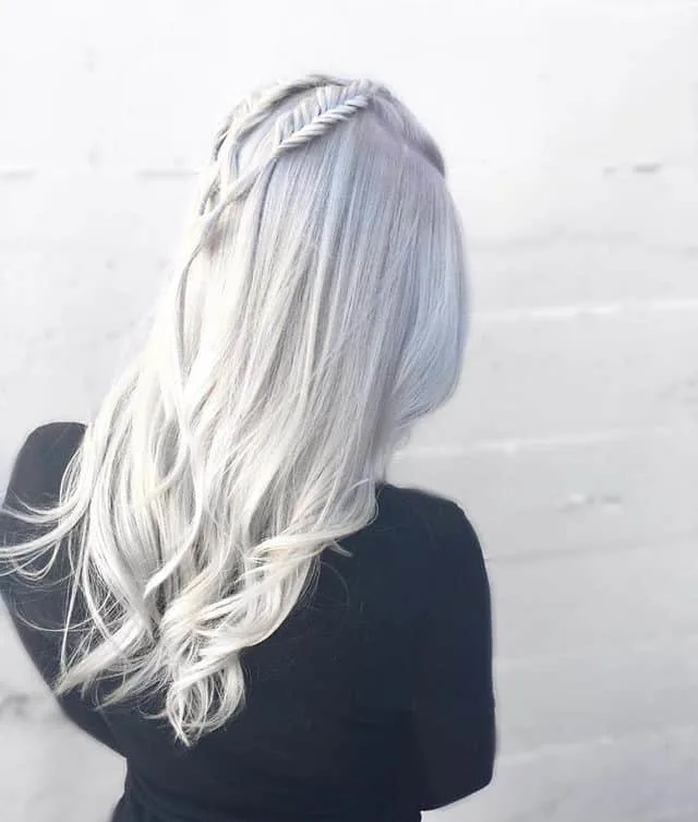 Icy Blonde highlights Hair with Braids