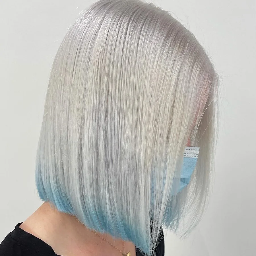 ice blonde hair with blue tips