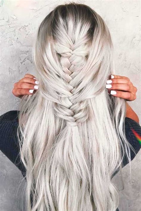 Icy Blonde ombre hair with Braid