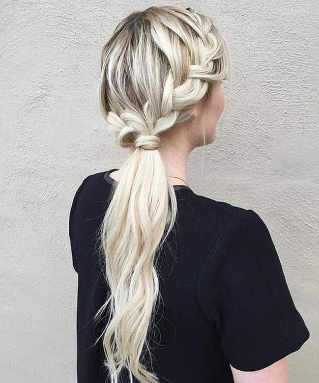 ponytail with icy blonde highlights