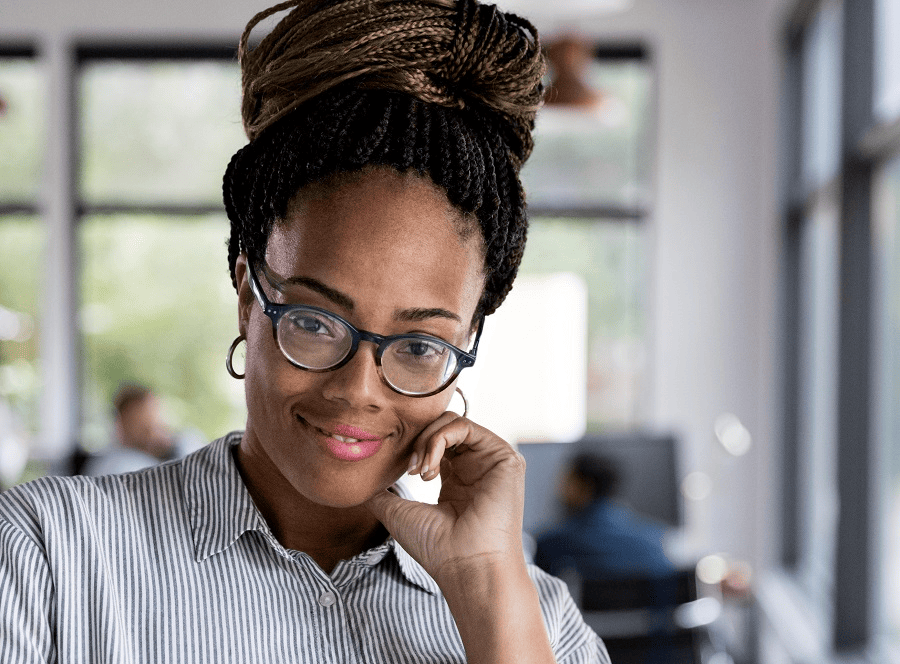 Braided Updo with Oval Eyeglass