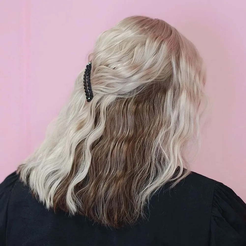 blonde waves with brown hair underneath