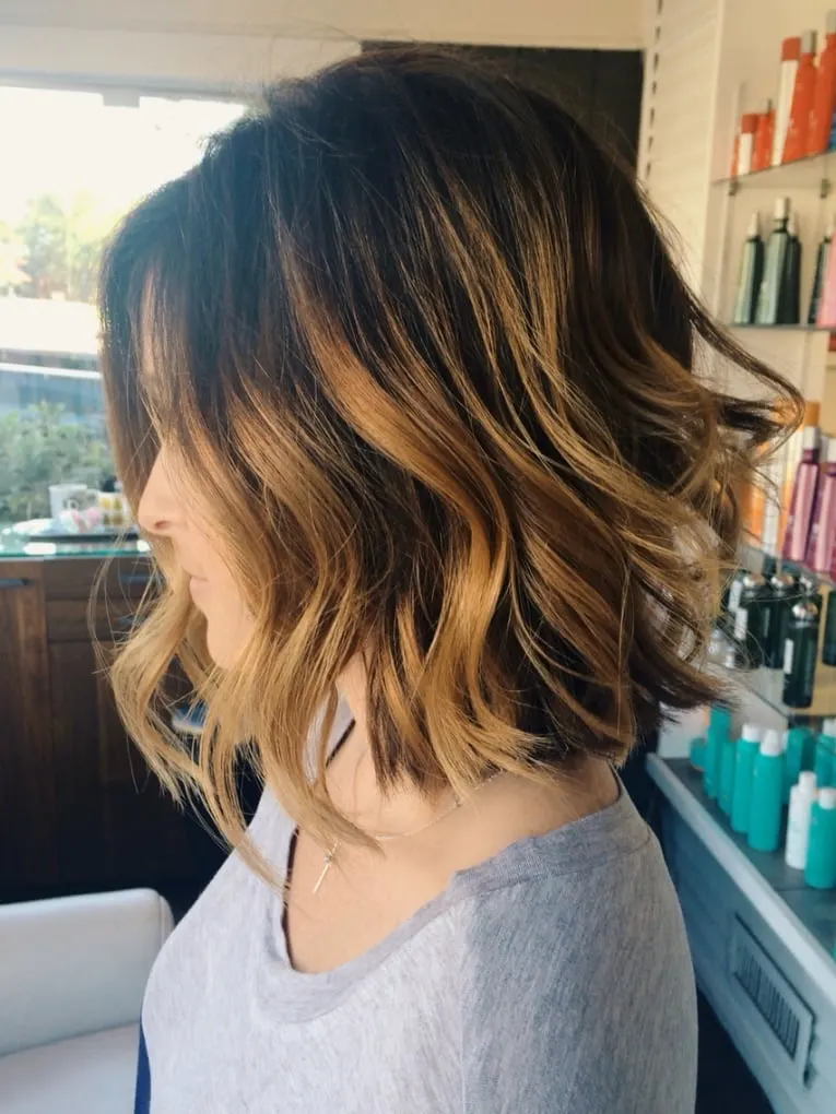 Balayage brown color for short hair