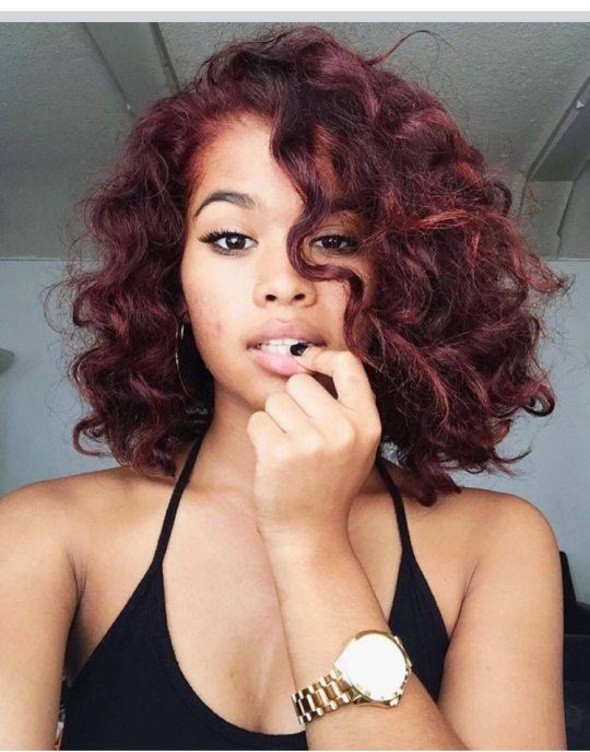 Dark color short hairstyle for black girl