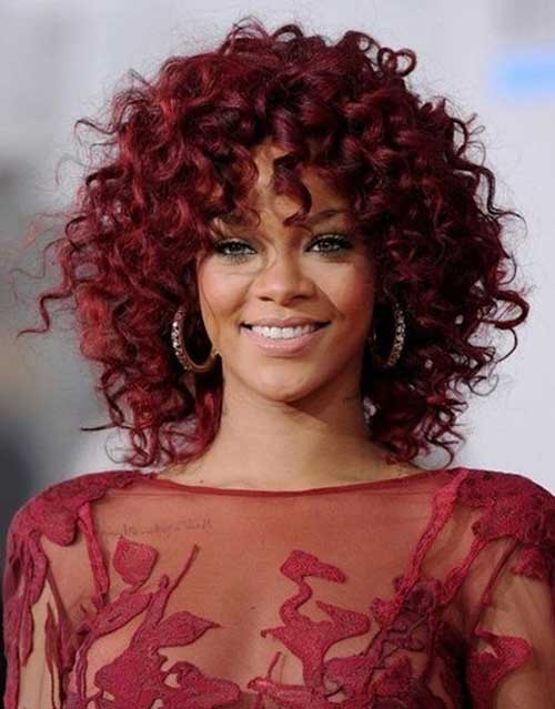 Red curly hairstyle for black women
