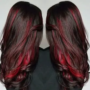 Red color Peekaboo Hairstyle
