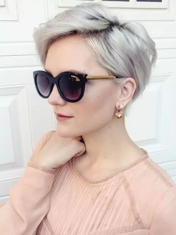 Gray color short haircut for girl