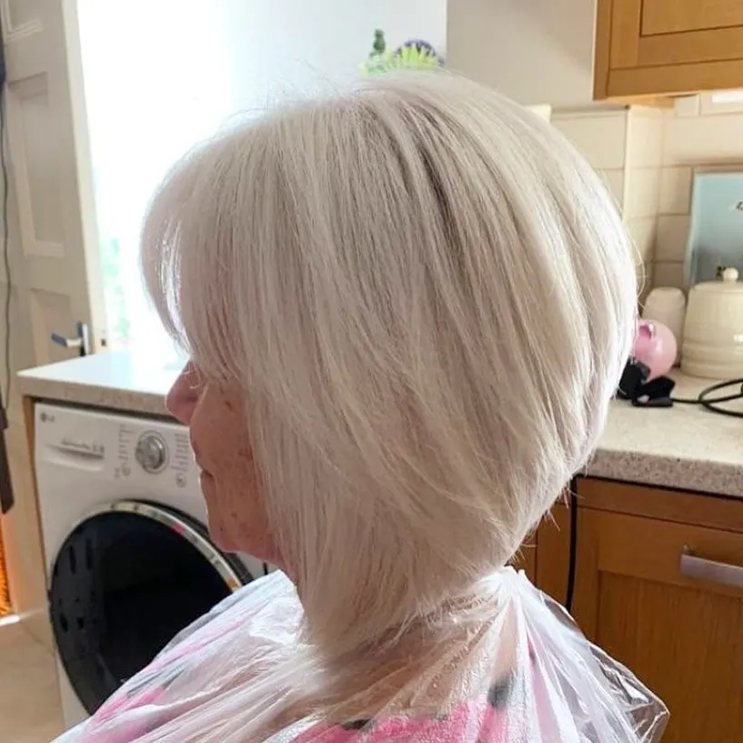 inverted bob with bangs for older women