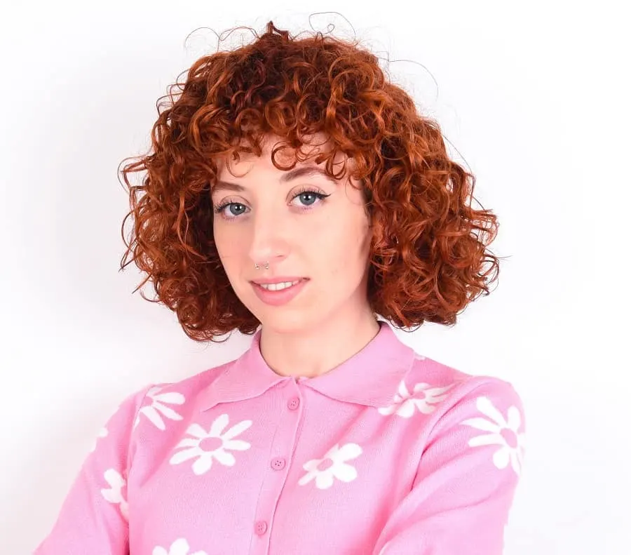 irish curly hairstyle with bangs