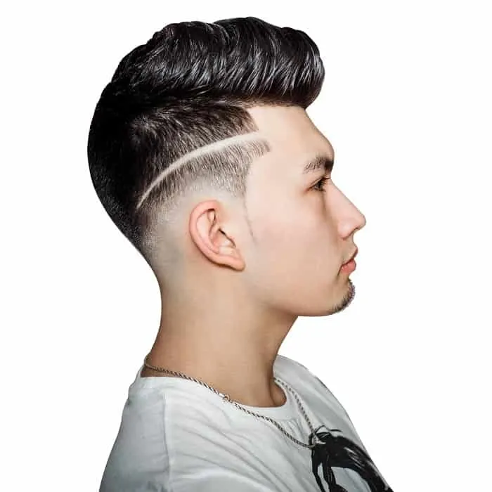 japanese pompadour haircut with line