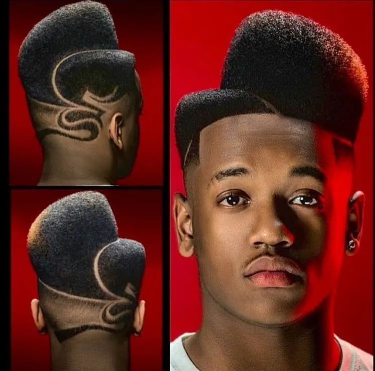 juice box fade haircut with design