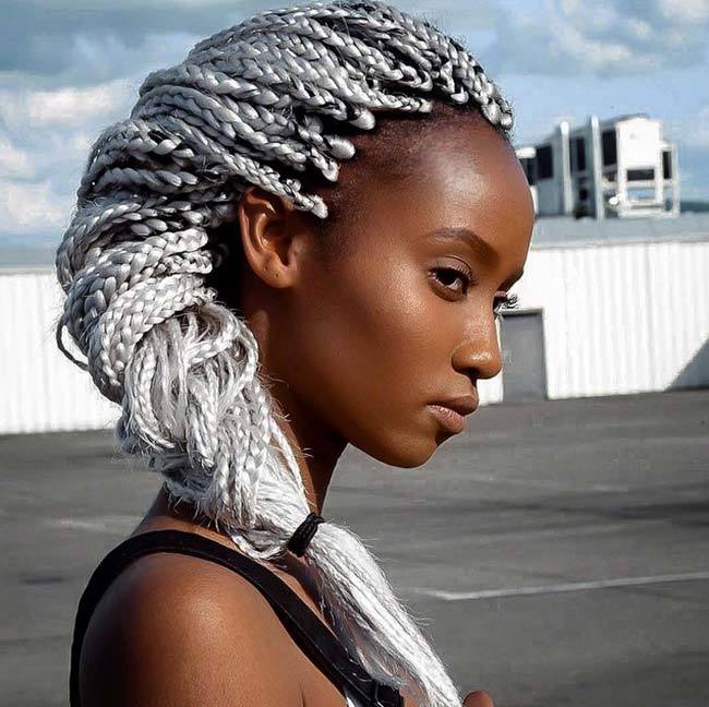 Silver color jumbo box braids for black women