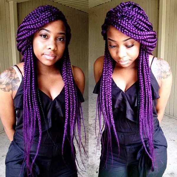 Metallic shades jumbo box braids hairstyle you love