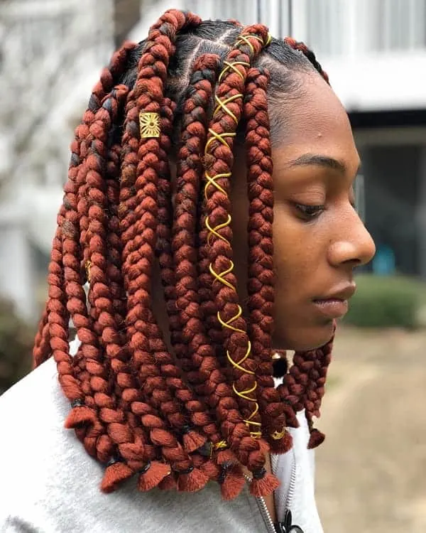 red jumbo box braids