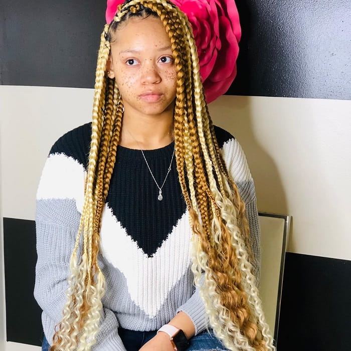 Jumbo Box Braids with Curly Ends