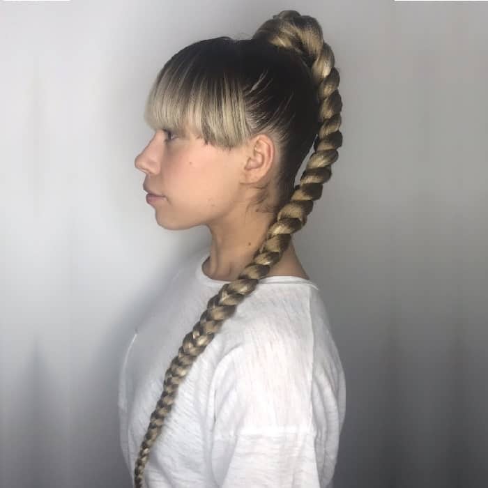 jumbo braids ponytail with bangs