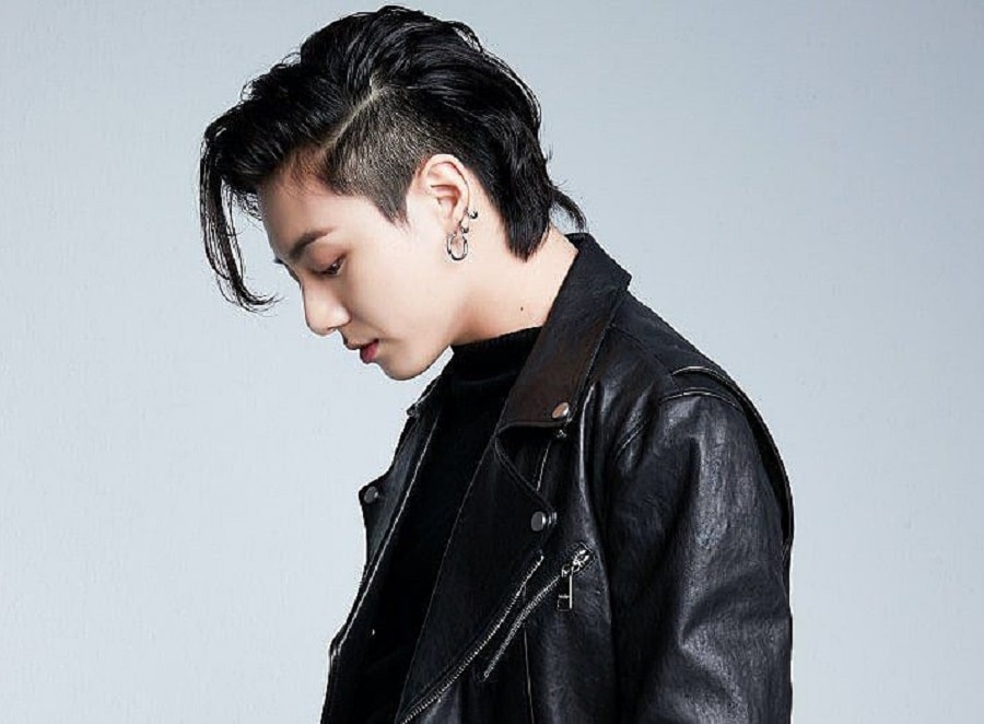 jungkook undercut hairstyle with side part
