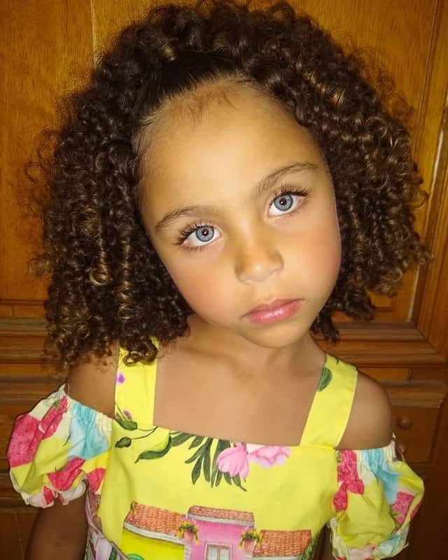 kids curly middle part ponytail hair 