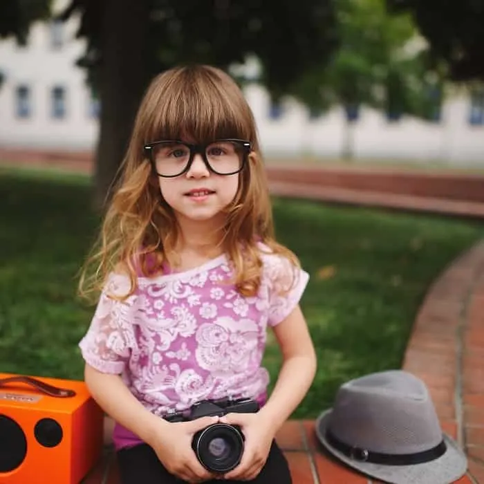 Children's hairstyle with glasses