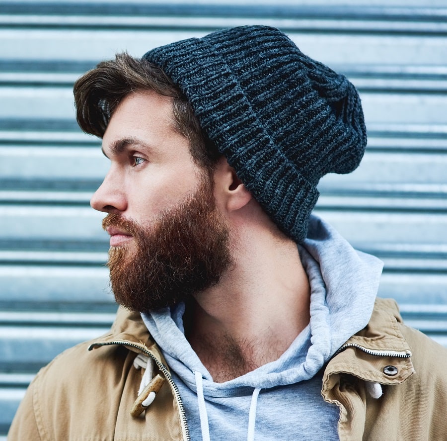 Knitted hat for men with medium hair