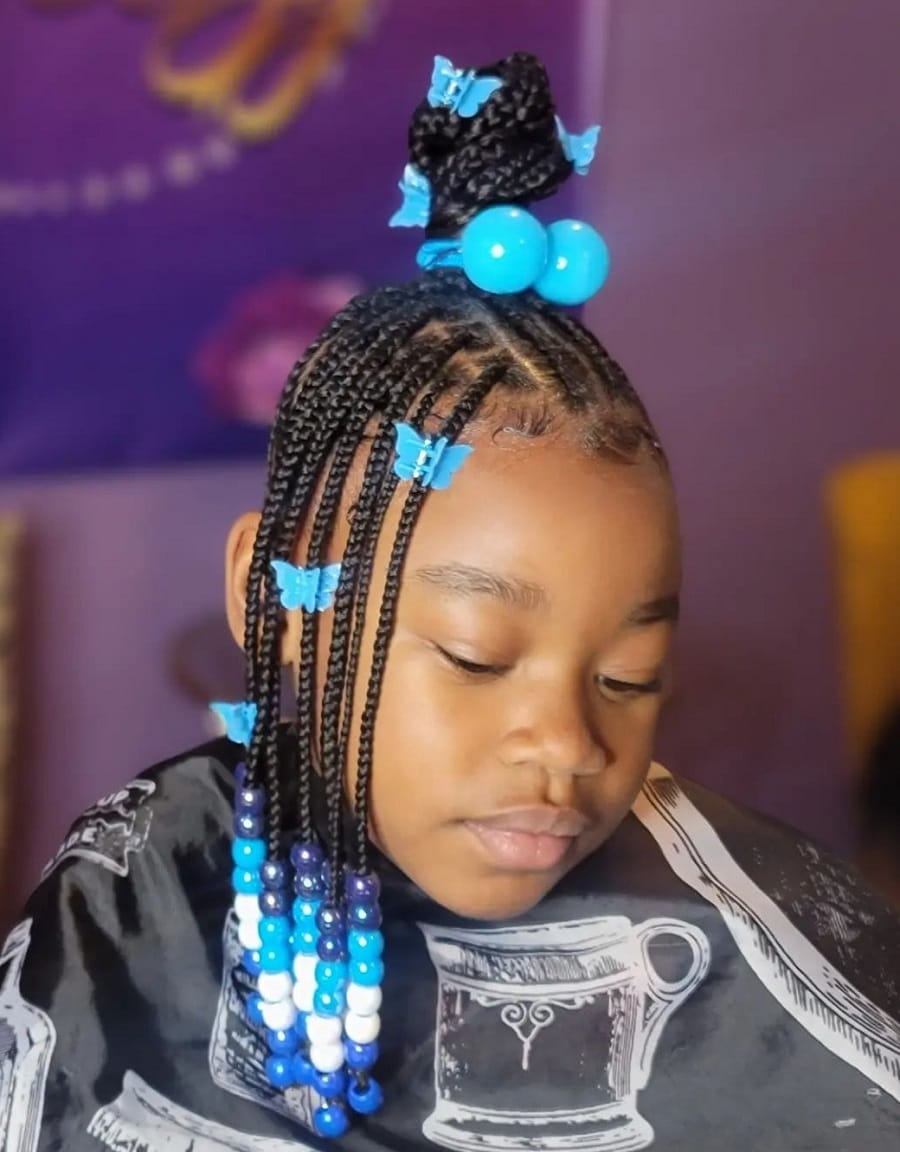 knotless braided updo for kids