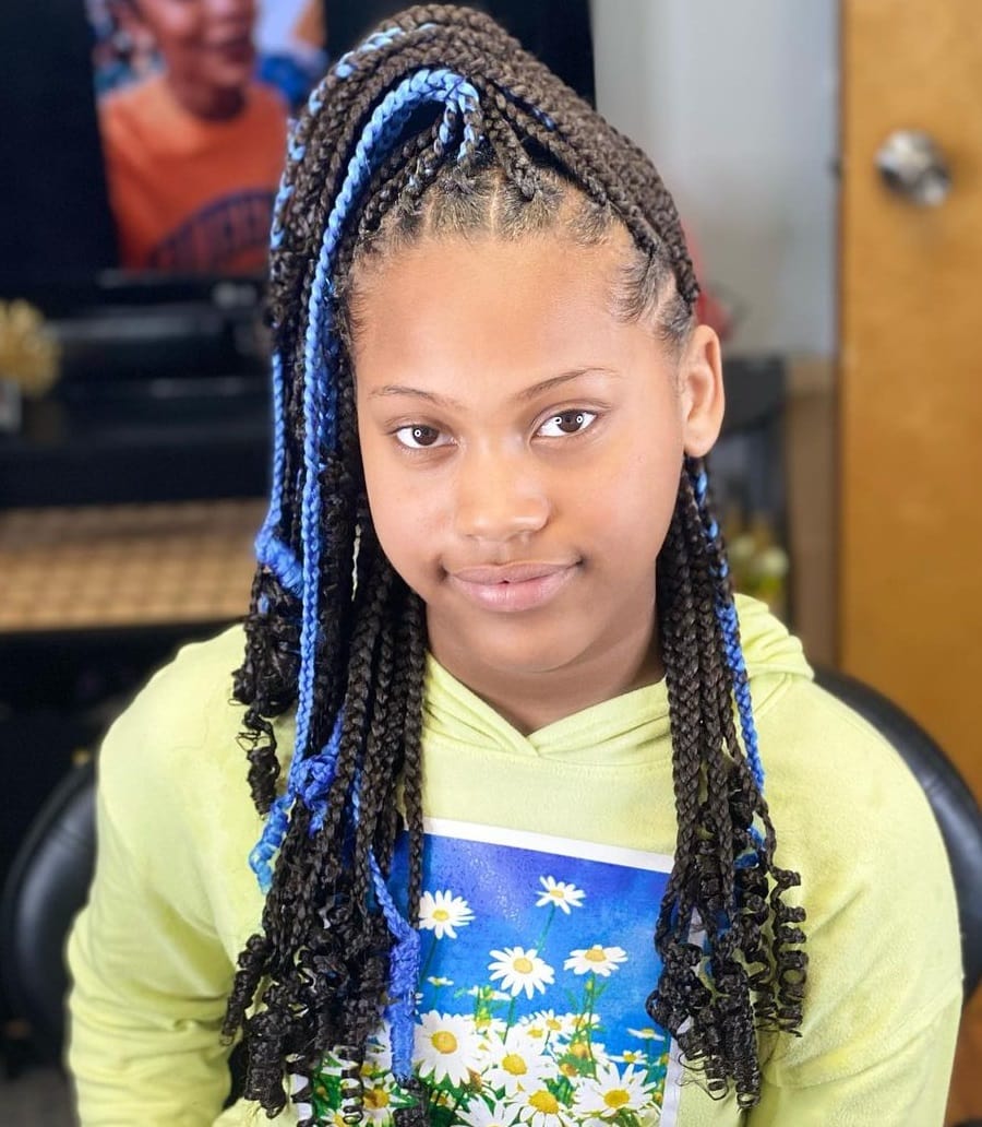 half up knotless braids for kids