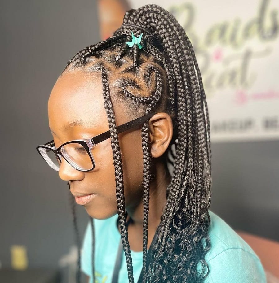 knotless braids ponytail for kids