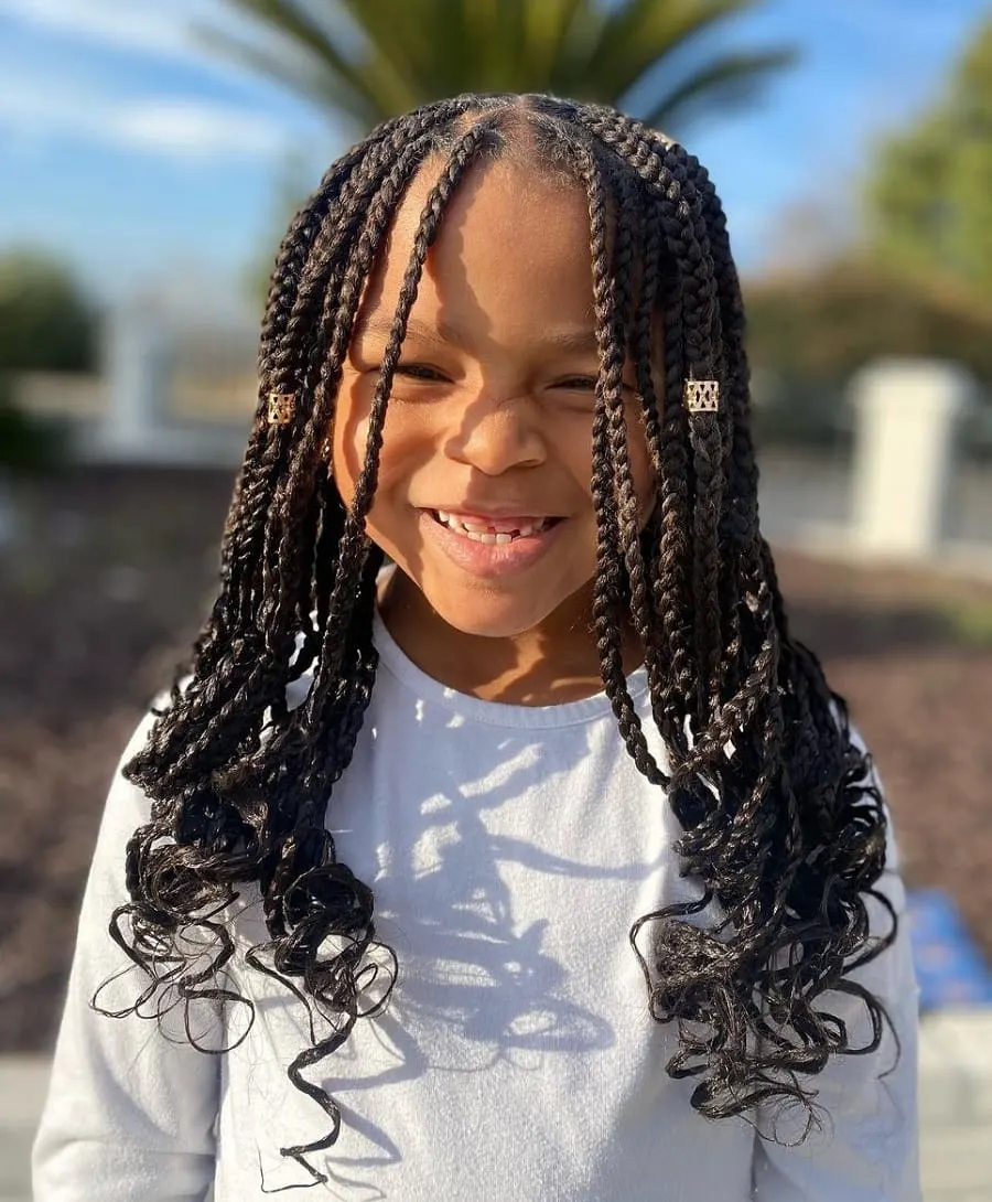 knotless braids with curls for kids