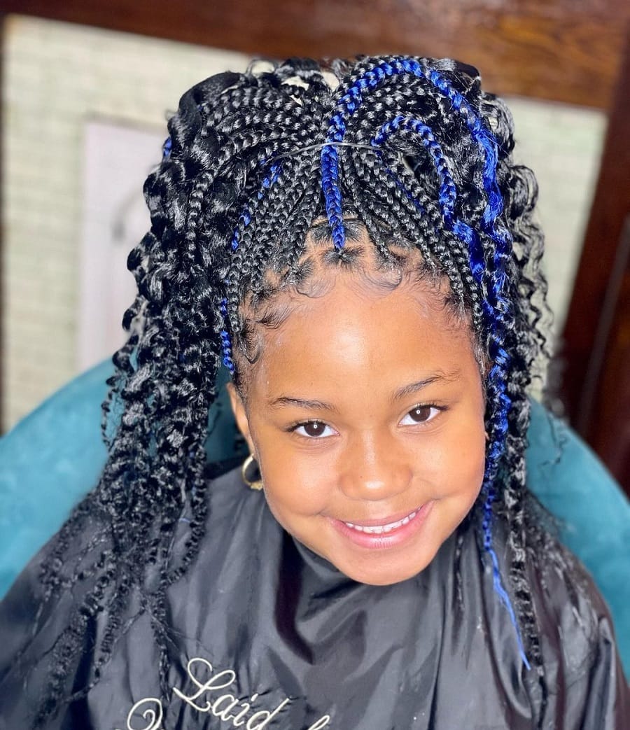 No-knot braids with curly ends for little girls