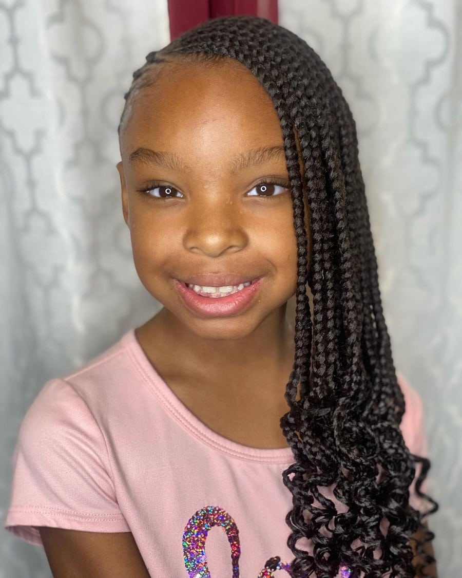 knotless lemonade braids with curly ends