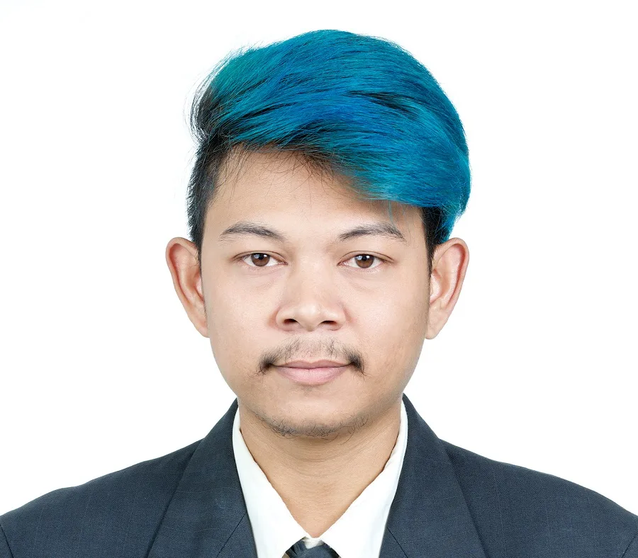 blue hair color for korean men