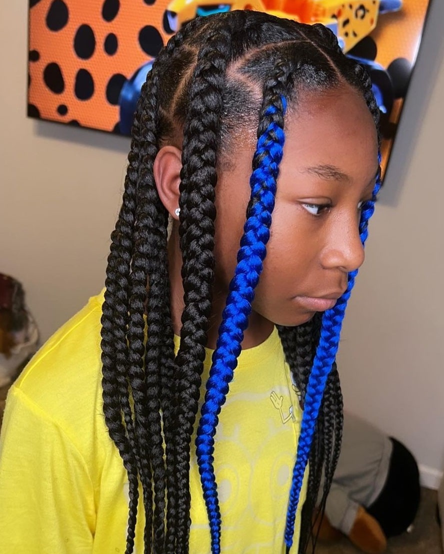 large knotless braids for kids