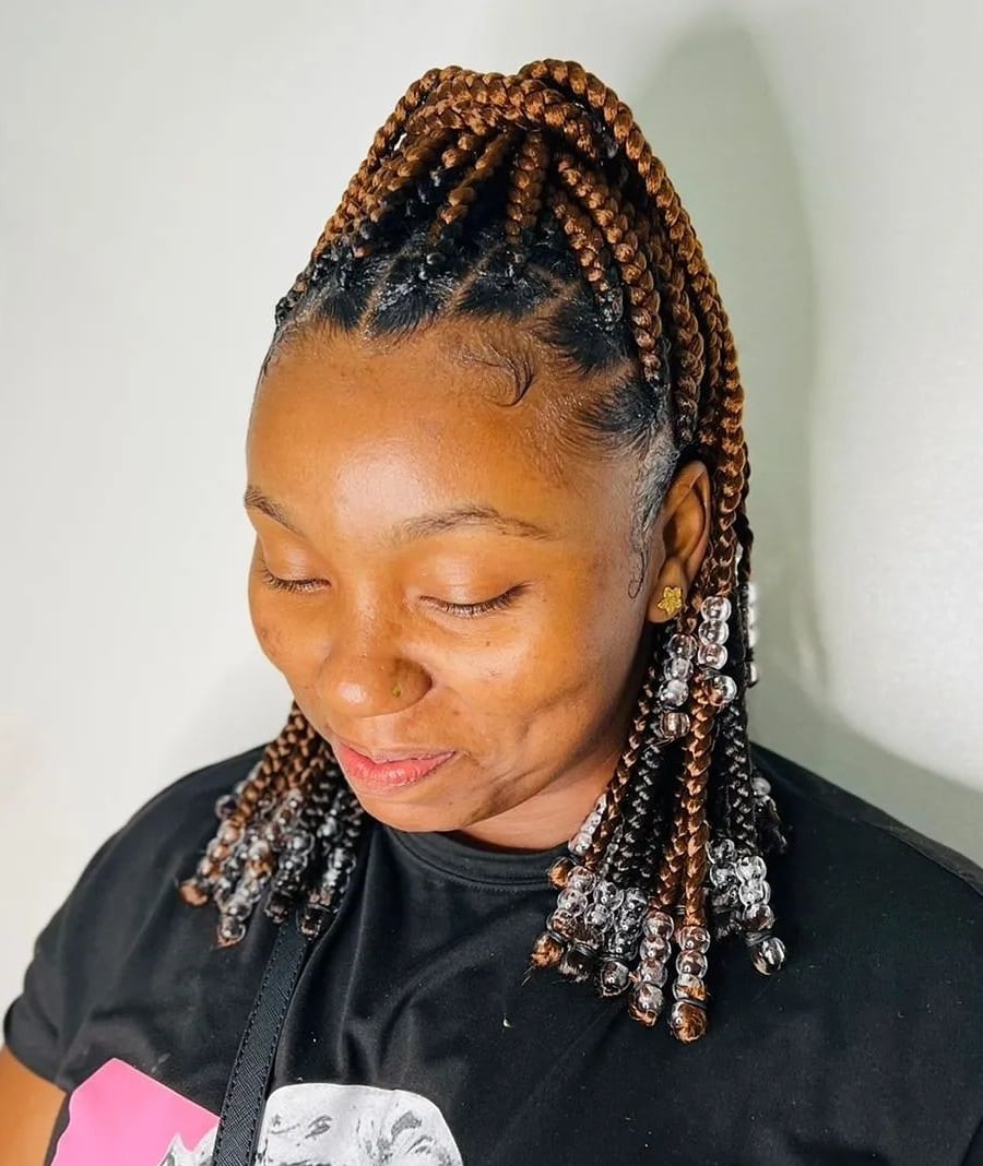 large knotless braids with beads
