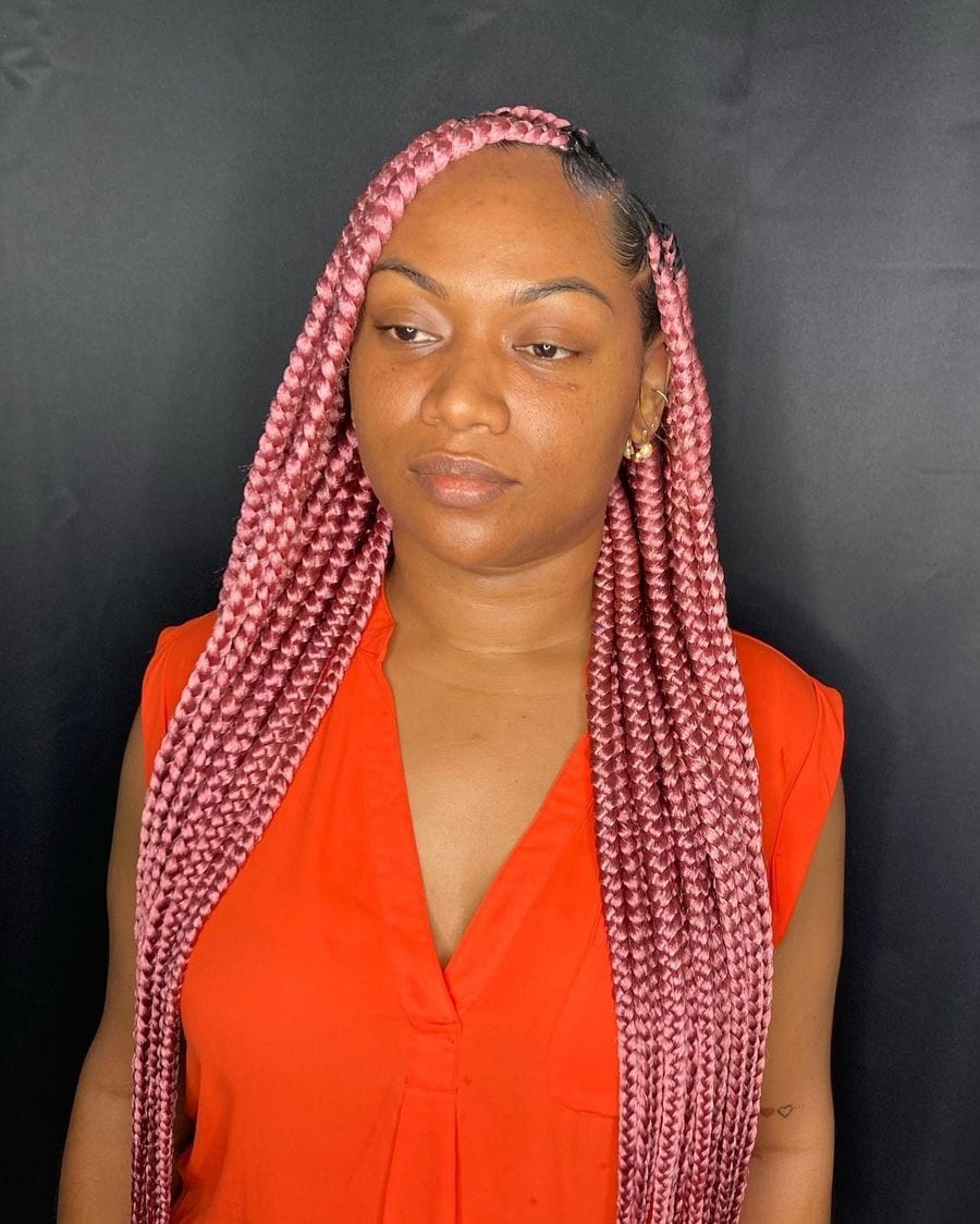 large knotless braids with color