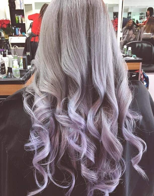  Grey Straight Hair with Lavender Curls