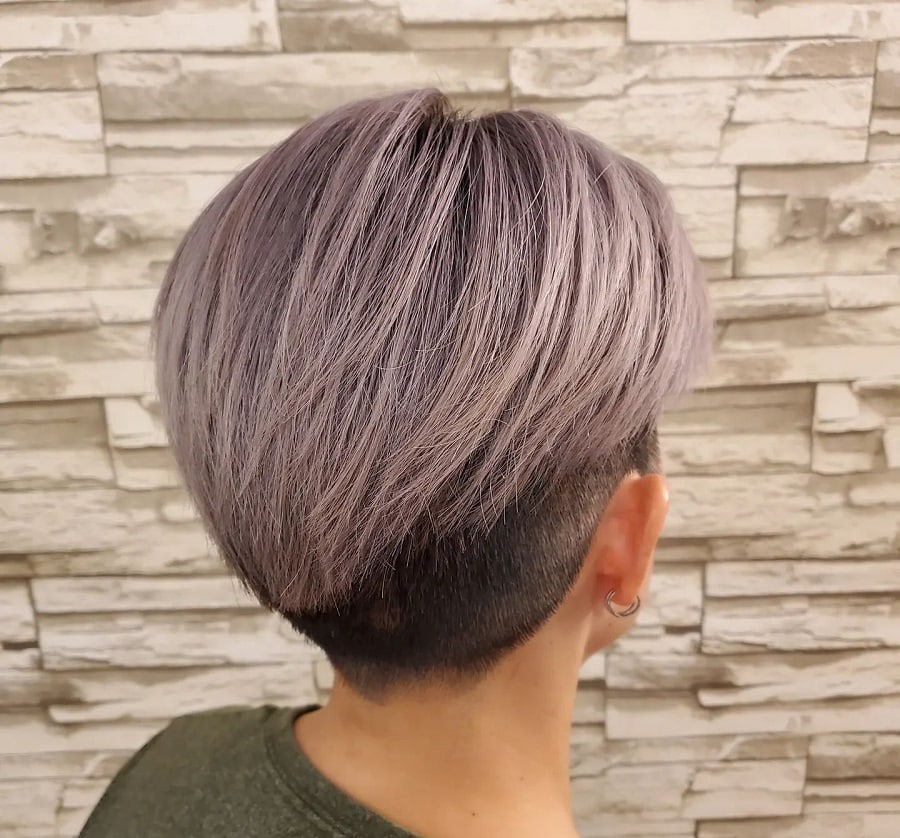 lavender grey hair undercut