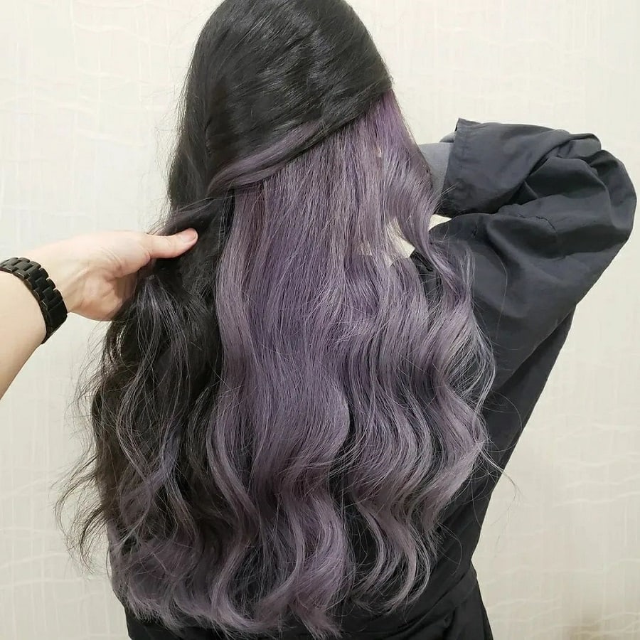 lavender grey hair underneath