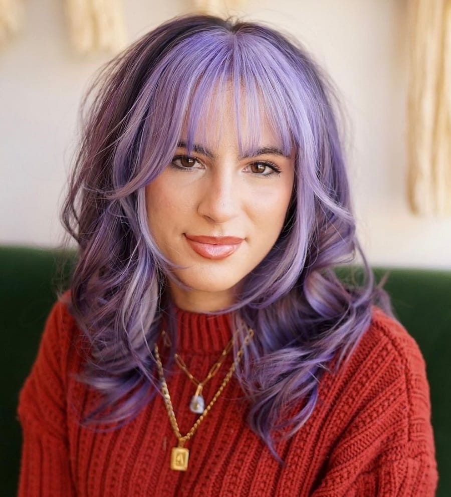 lavender highlights on dark hair
