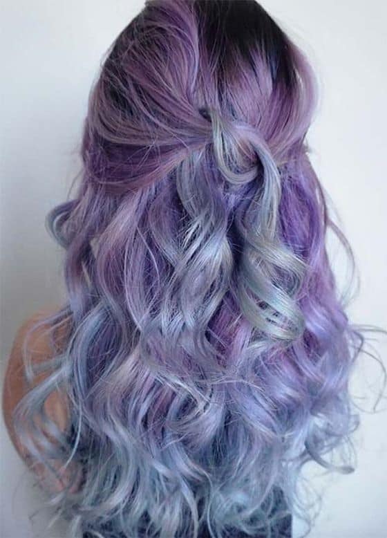 lavender ombre on curly hair
