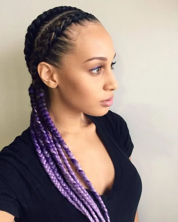 lavender ombre with braids