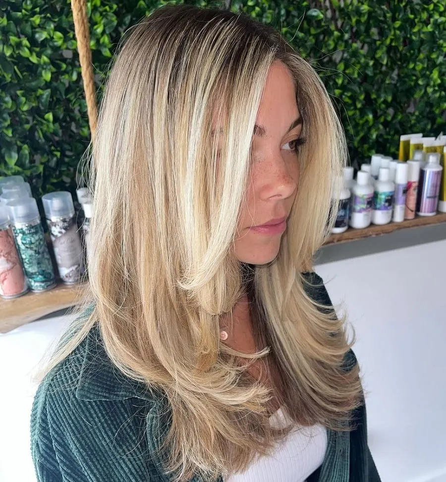 layered blonde balayage hair