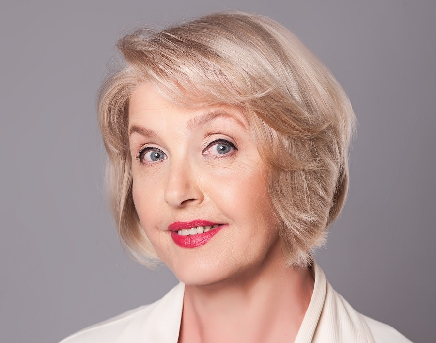 layered blonde bob cut for over 50