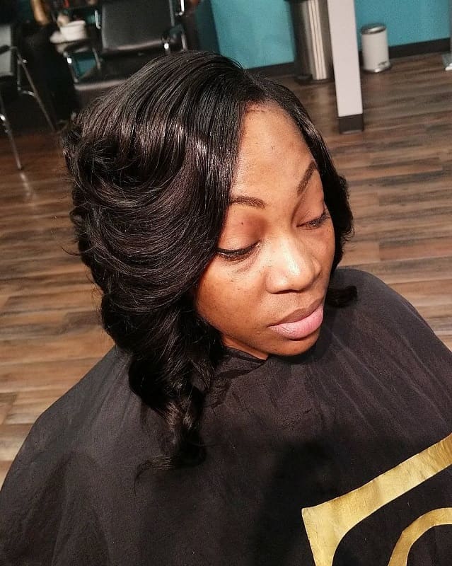 layered bob with weave