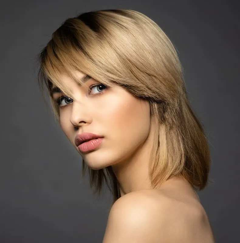 layered bob with side bangs